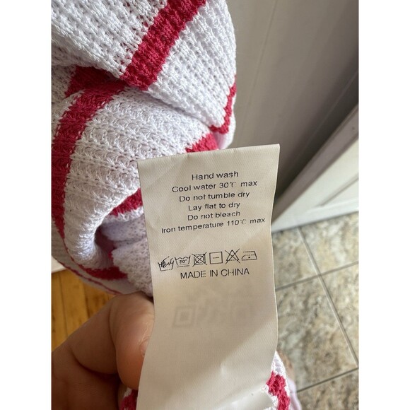 Vintage 70s stripped sport knitted dress with a white collar XL - Picture 5 of 6